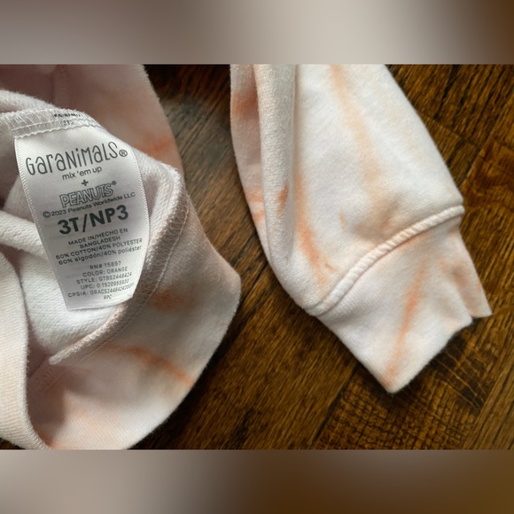 3T Snoopy Tie-Dye Hoodie Kids white orange snoopy skateboard gender neutral - Picture 13 of 15
